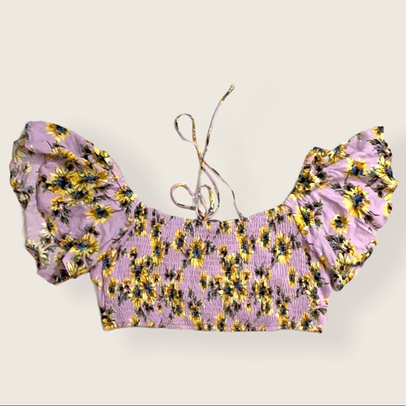 FOREVER 21 Purple Floral Crop Top - Picture 4 of 4
